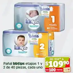 Soriana Híper Bbtips pañal etapas 1 y 2 oferta