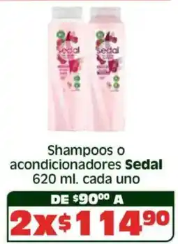 Soriana Híper Sedal shampoos o acondicionadores oferta