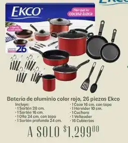 Soriana Híper Ekco batería de aluminio color rojo oferta