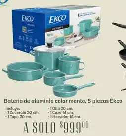 Soriana Híper Ekco batería de aluminio color menta oferta