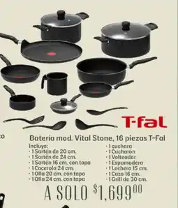Soriana Híper T-fal Batería mod. Vital Stone oferta