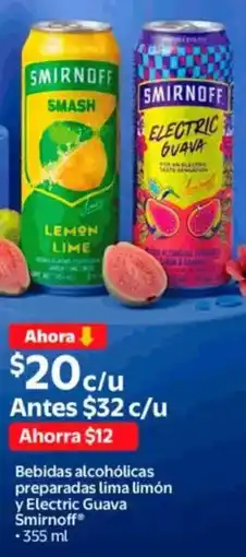 Walmart Smirnoff bebidas alcohólicas preparadas lima limón y electric guava oferta