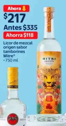 Walmart Mitre licor de mezcal origen sabor tamborines oferta