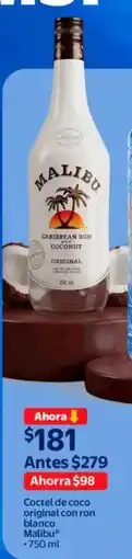 Walmart Malibu coctel de coco original con ron blanco oferta