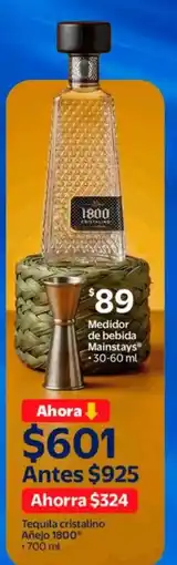 Walmart Añejo 1800 tequila cristalino oferta