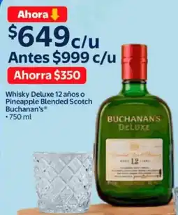 Walmart Buchanan's whisky deluxe 12 años o pineapple blended scotch oferta