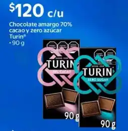 Walmart Turin chocolate amargo 70% cacao y zero azúcar oferta