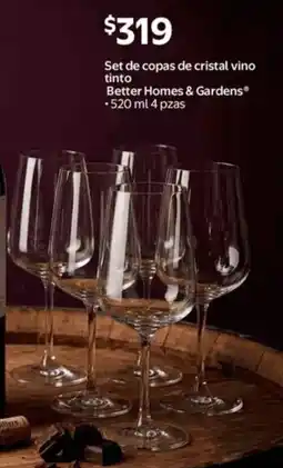 Walmart Better homes & gardens set de copas de cristal vino tinto oferta