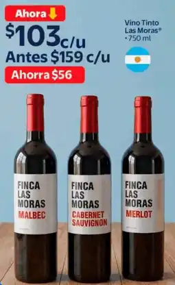 Walmart Las moras vino tinto oferta