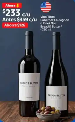 Walmart Bread & butter vino tinto cabernet cauvignon o pinot noir oferta