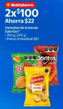 Walmart Sabritas variedad de botanas oferta
