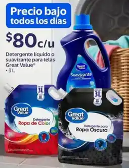 Walmart Great value detergente liquido o suavizante para telas oferta