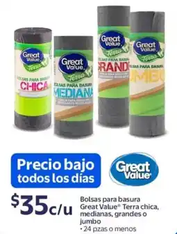 Walmart Bolsas para basura medianas, grandes o jumbo oferta