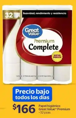 Walmart Great value premium papel higiénico oferta
