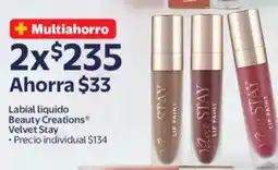 Walmart Velvet stay labial líquido beauty creations oferta