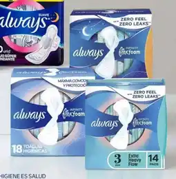 Walmart Always toallas femeninas infinity flex foam oferta