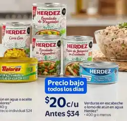 Walmart Herdez verduras en escabeche o lomo de atún en agua oferta