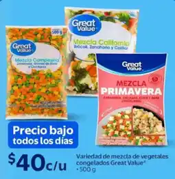 Walmart Great value variedad de mezcla de vegetales congelados oferta