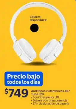 Walmart Jbl audífonos inalámbricos tune 520 oferta