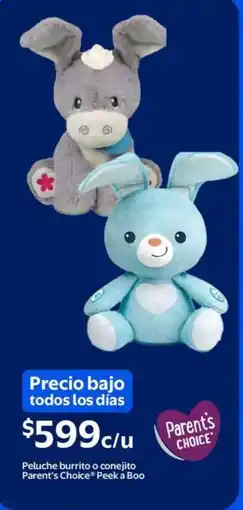Walmart Peek a boo peluche burrito o conejito parent's choice oferta
