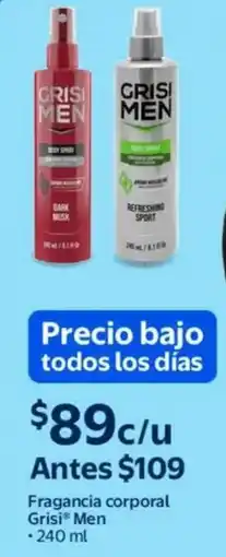 Walmart Grisi men fragancia corporal oferta