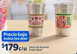 Walmart Great value vasos de aluminio oferta