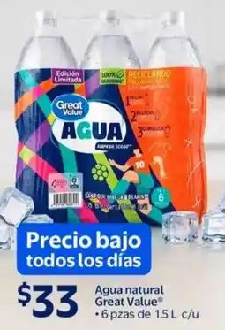 Walmart Great value agua natural oferta