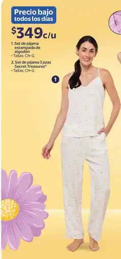 Walmart Set de pijama estampada de algodón oferta