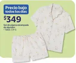 Walmart Set de pijama estampada de algodón oferta