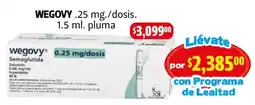 Farmacias Guadalajara WEGOVY semaglutida 0.25 mg/dosis. oferta