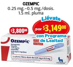 Farmacias Guadalajara Ozempic semaglutida 0.25 mg-0.5 mg/dosis. oferta