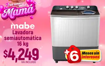 Mabe lavadora semiautomática 16 kg