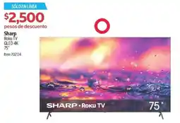 Costco Sharp roku tv qled 4k 75" oferta