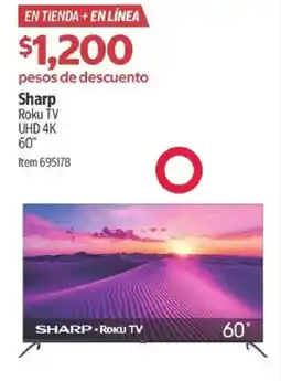 Costco Sharp roku tv uhd 4k 60" oferta