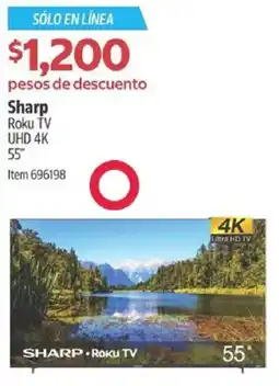 Costco Sharp roku tv uhd 4k 55" oferta