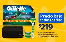 Walmart Kit gillette mach3 sensitive mango con 3 repuestos + estuche oferta
