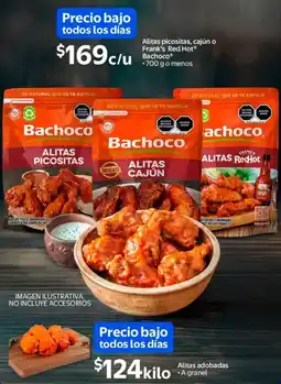 Walmart Alitas picositas, cajún o frank's red hot bachoco oferta