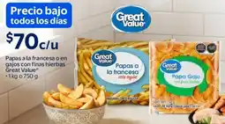 Walmart Great value papas a la francesa o en gajos con finas hierbas oferta