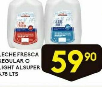 Alsuper Leche fresca alsuper regular o light 3.78l oferta