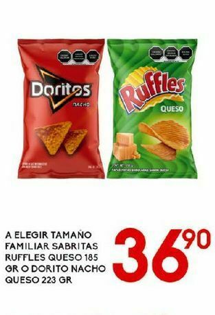 Alsuper Sabritas, ruffles queso 185g oferta