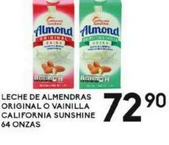 Alsuper Leche de almendras original o vainilla california sunshine 64oz oferta