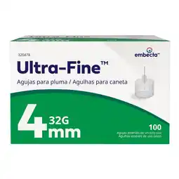 Farmacias Benavides Aguja para Dispositivo de Insulina 32 G x 4 mm oferta