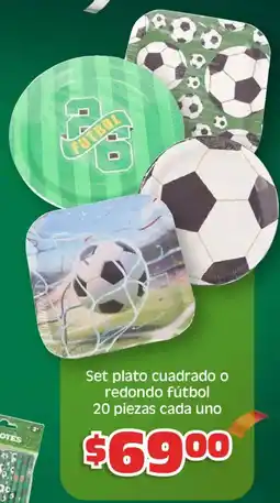 Soriana Híper Set plato cuadrado o redondo fútbol oferta