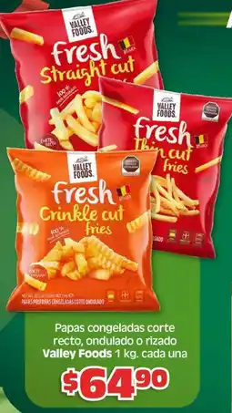 Soriana Híper Valley foods papas congeladas corte recto, ondulado o rizado oferta