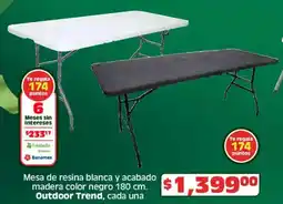 Soriana Híper Outdoor trend mesa de resina blanca y acabado madera color negro oferta