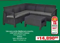 Soriana Híper Corfu sala para jardín para esquina, color gris grafito oferta