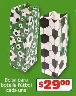 Soriana Híper Bolsa para botella fútbol cada una oferta