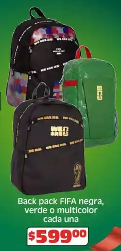 Soriana Híper Fifa back pack negra, verde o multicolor oferta