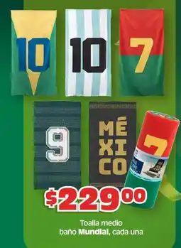 Soriana Híper Mundial toalla medio baño cada una oferta