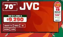 Soriana Híper Jvc smart tv 70" roku 4k oferta
